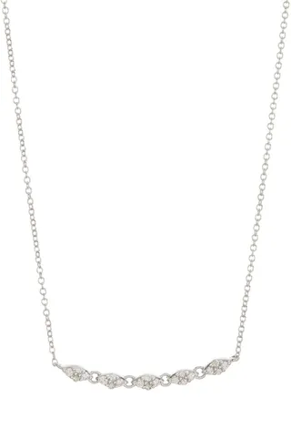18K White Gold Scalloped Diamond Bar Pendant Necklace - 0.13 ctw