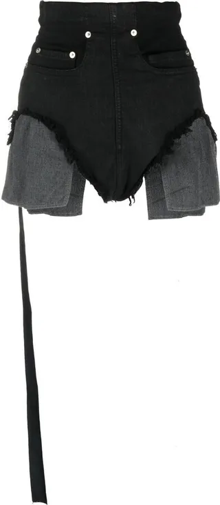 Dirt asymmetric denim shorts