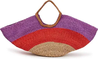 Aranaz Pita Striped Woven Raffia Tote