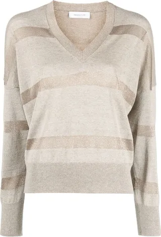 pullover V-neck glitter sweater