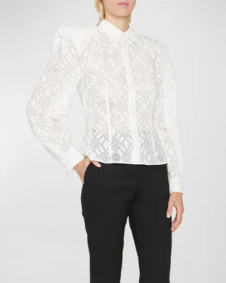 Monogram Button-Front Boxy Shirt
