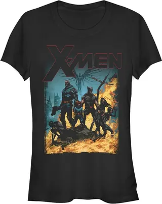 Junior's Marvel X-Men Flame Portrait T-Shirt - Black - X Large
