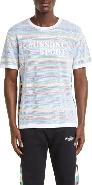 Logo Stripe Cotton T-Shirt