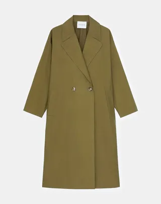 Silk Tech Double Breasted Oversized Trench Coat