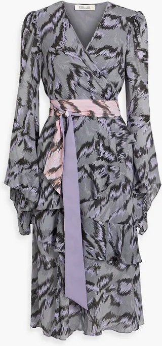 Desma wrap-effect printed chiffon midi dress