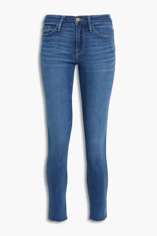 Le Skinny de Jeanne Crop frayed mid-rise skinny jeans