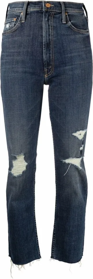 Distressed Straight-Leg Jeans