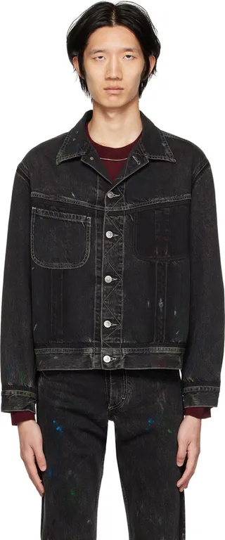 Maison Margiela Black Painted Denim Jacket