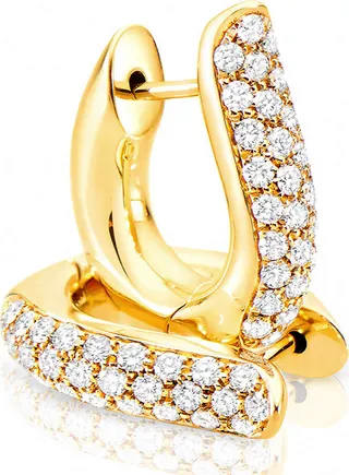 Pave Diamond Hoop Earrings in 18K Yellow Gold