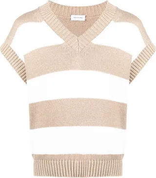 striped V-neck vest