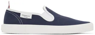 Thom Browne Navy Slip-On Heritage Sneakers