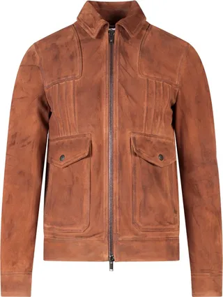 Leather jacket with vintage effect
