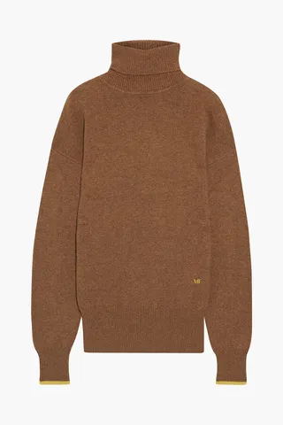 Mélange cashmere-blend turtleneck sweater