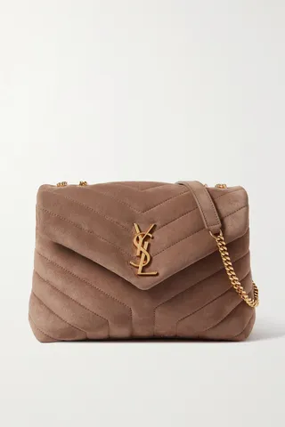 SAINT LAURENT - Loulou Small Quilted Suede Shoulder Bag - Brown