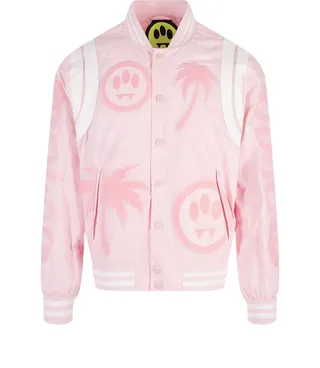 Pink Bomber Jacket With Tone On Tone Print