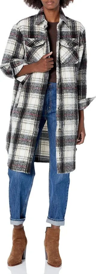 Tribal Women's Drop Shoulder Long Jacket-RubyWine