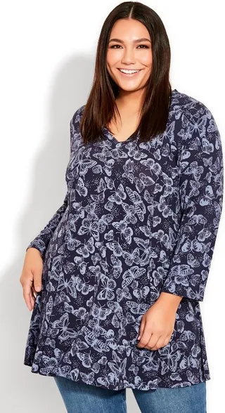 EVANS | Women's Plus Size Camille Swing Tunic - navy -18W