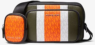 Hudson Leather and Logo Camera Bag with Pouch
