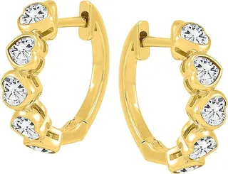 14K Yellow Gold & Created Sapphire Huggie Earrings
