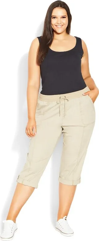 EVANS | Women's Plus Size Cotton Roll Up Capri - sand - 32