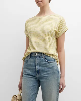 Striped Stretch Linen Tee