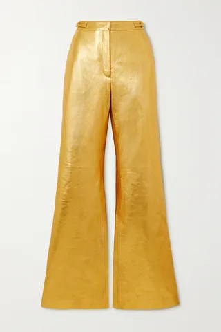Gabriela Hearst - Vesta Metallic Leather Straight-leg Pants - Gold
