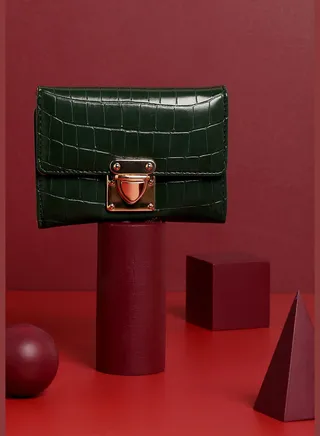 Textured Casual Regular Wallet with Push Lock For Women
