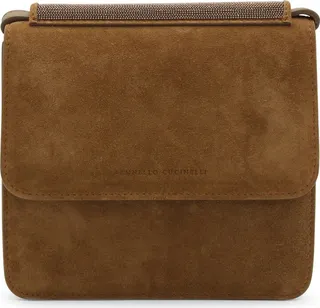Brunello Cucinelli Logo Debossed Foldover Crossbody Bag