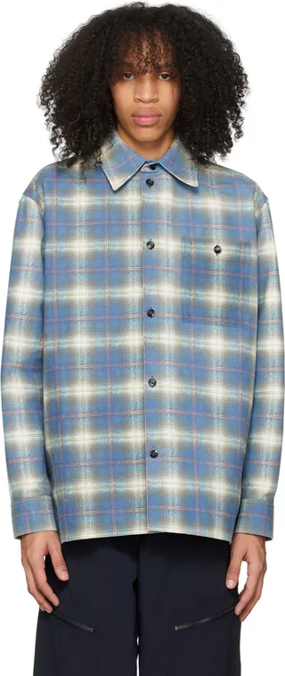 Bottega Veneta Blue Printed Leather Jacket
