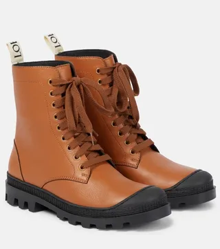 Leather combat boots