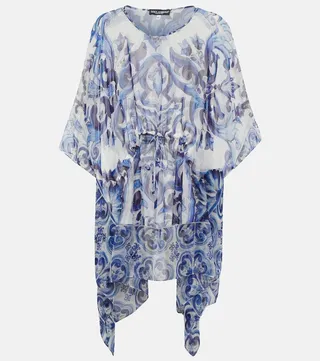 Printed silk charmeuse minidress