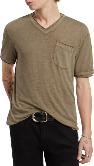 Davis Burnout Cotton Blend V-Neck T-Shirt