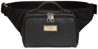 Logo plaque tech & leather belt bag