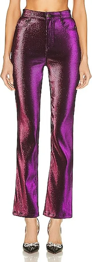 AREA Straight Leg Slit Pant in Purple