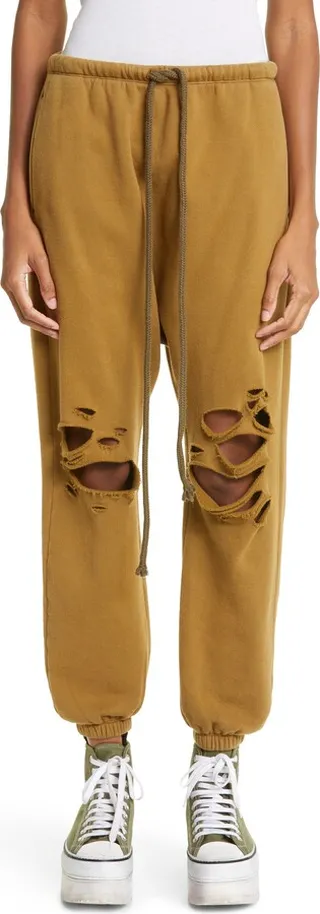 Ripped Knee Drop Crotch Joggers