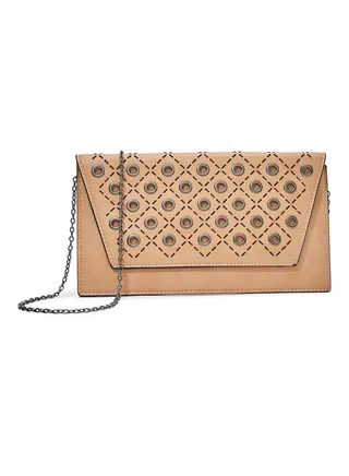 Eyelet Detail Clutch Beige