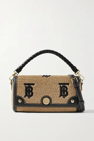 Burberry - Leather-trimmed Embroidered Faux Raffia Tote - Neutrals