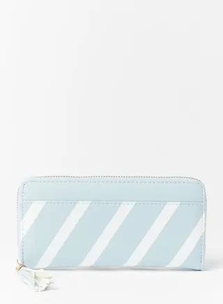 Women's Zip Around Clutch Blue/White