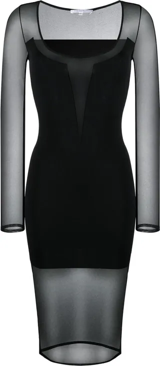 Sheer-Panelled Midi Dress