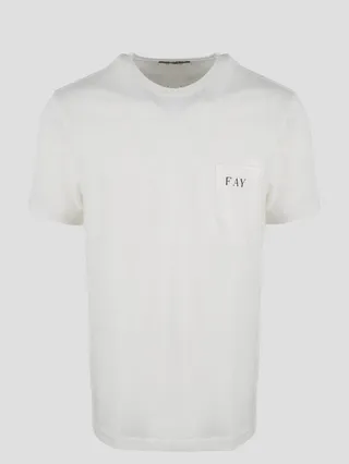 Fay T-shirt in frosted effect cotton jersey with logoed pocket on the chest.