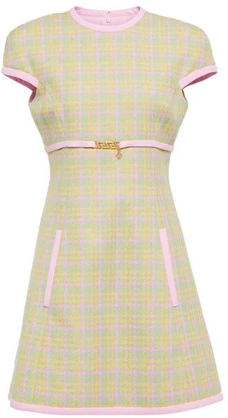 Greca checked tweed minidress