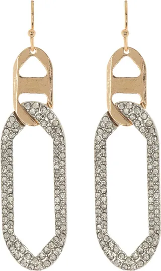 Two-Tone Pavé Link Drop Earrings
