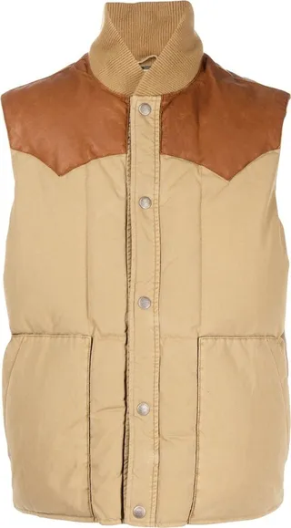 Leather-Yoke Down waistcoat