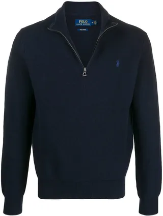 Logo Embroidered Half-Zip Jumper