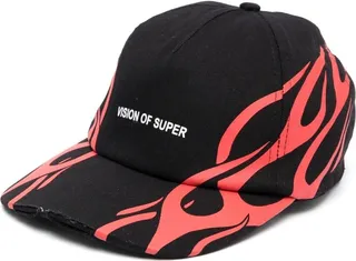Black Cap With Red Tribal Print