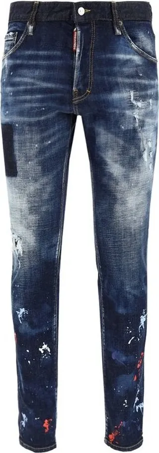 Dsquared2 Logo Patch Stained-Effect Jeans