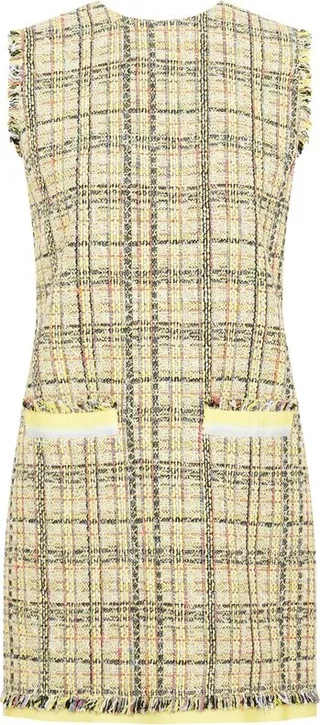 MSGM Plaid Tweed Frayed Edge Mini Dress