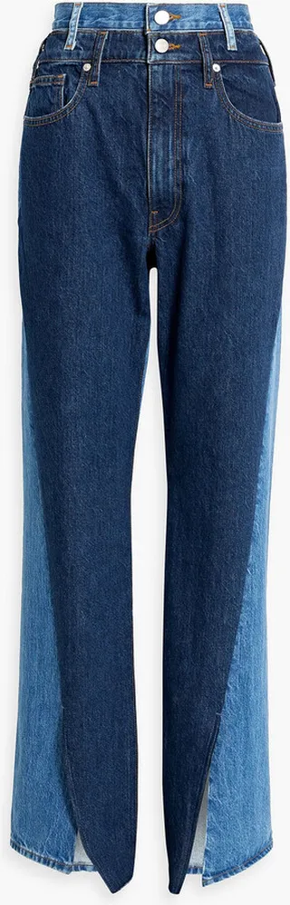 Two-tone high-rise bootcut jeans