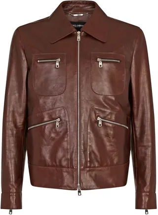 Multi-Pocket Leather Jacket