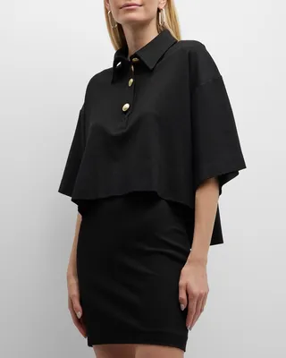 Short-Sleeve Boxy Crop Polo Shirt